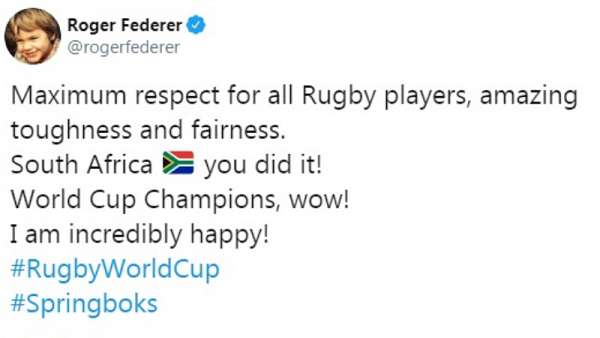 El saludo de Roger Feder a los Springboks